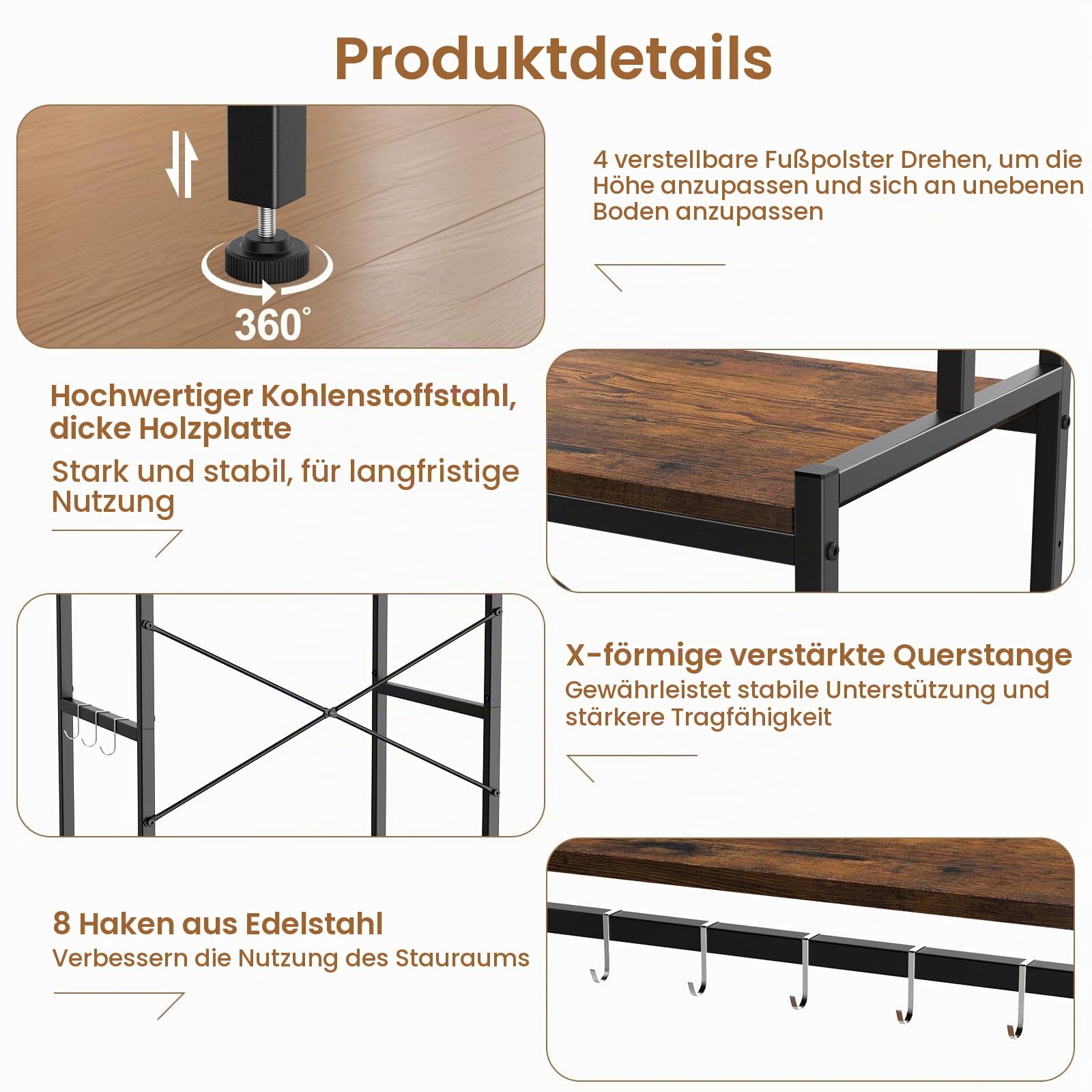 Housolution 2-stöckiger Mini-Kühlschrankständer mit Aufbewahrung