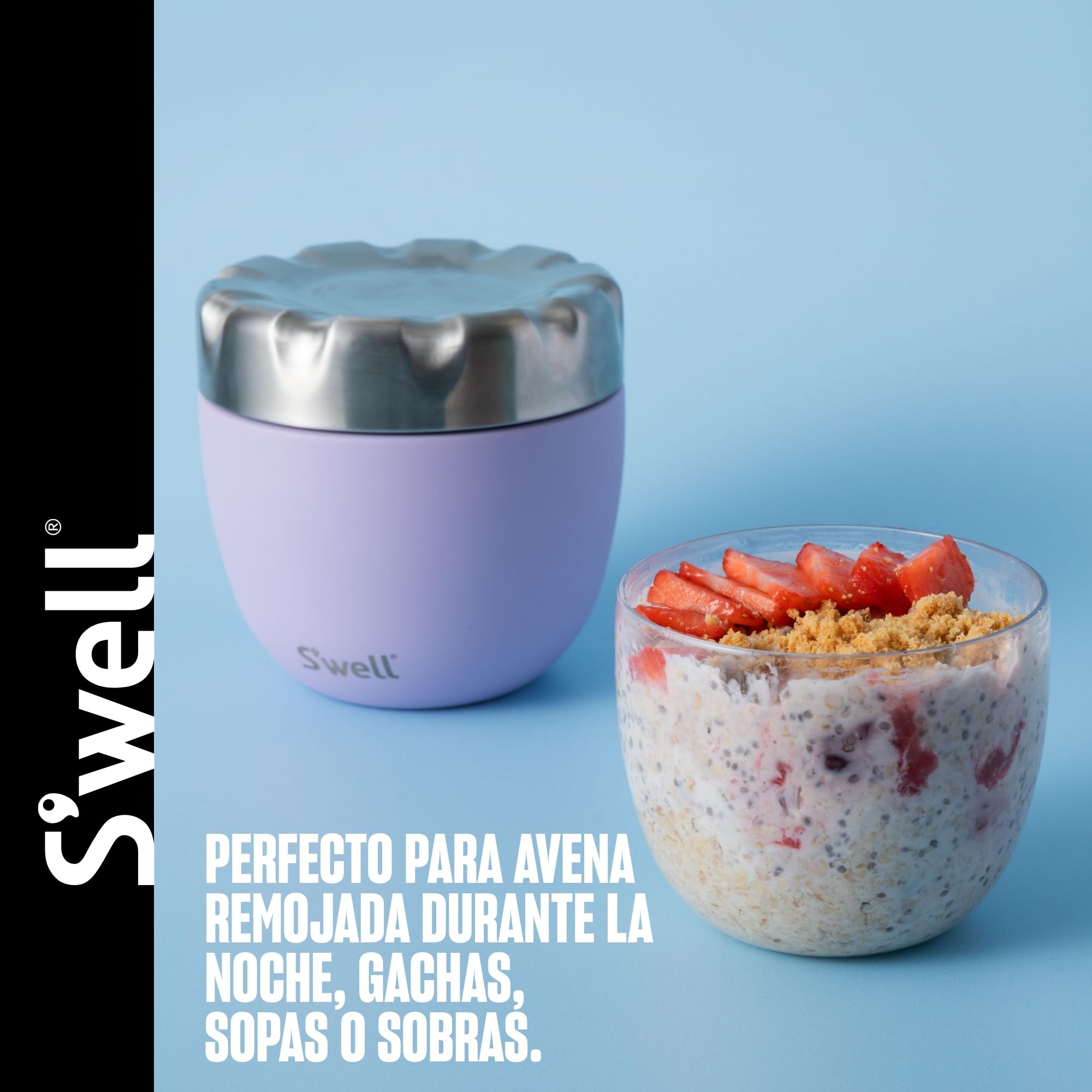 S'well Eats - Cuencos de acero inoxidable para alimentos, 636 ml, lila, triple capa, aislados al vacío, mantienen la comida fría durante 11 h y caliente durante 7 h, sin condensación, sin BPA