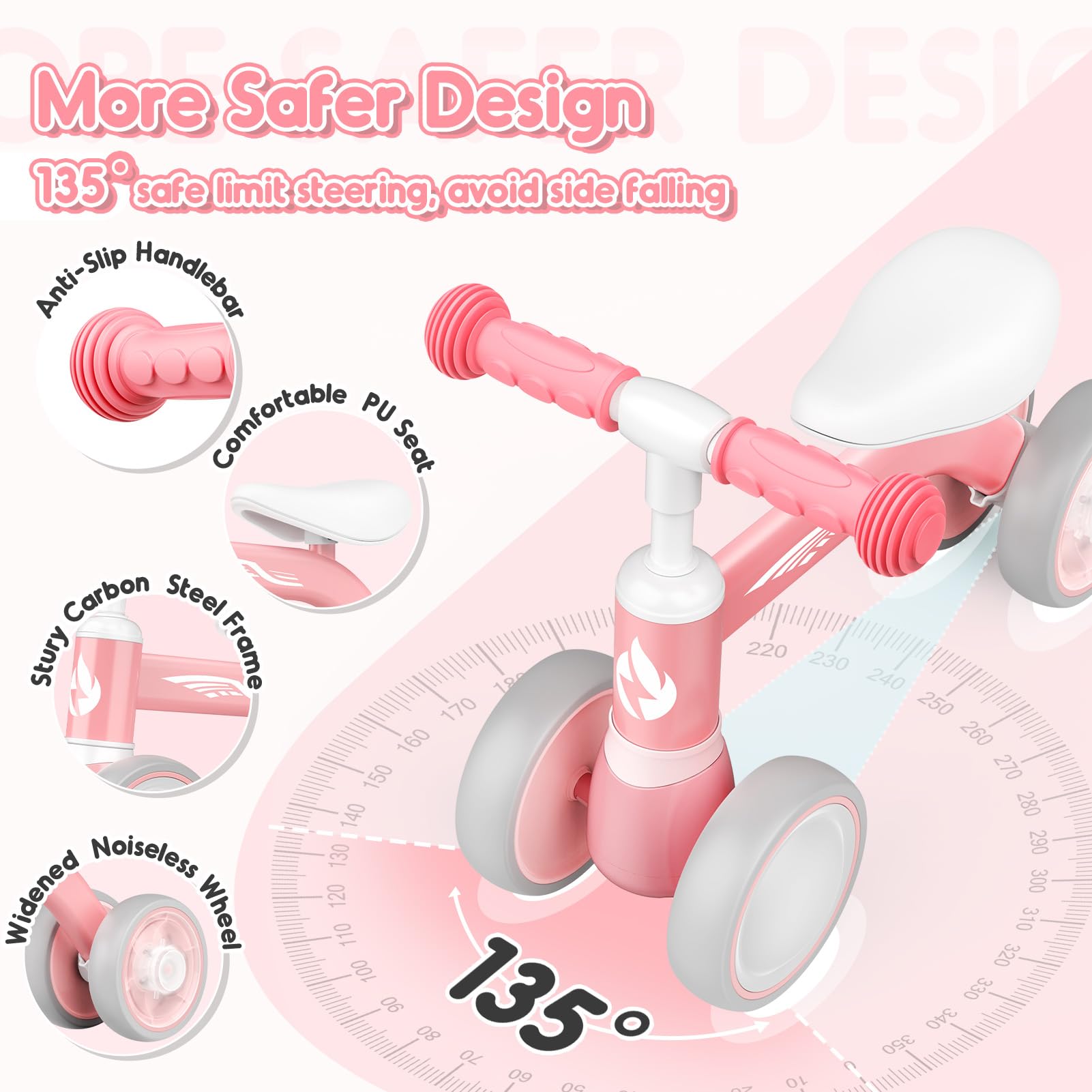 HappyGoLucky Bicicletta Bambini 1 2 Anni, Ruote Colorate, Ultra Leggero, Bicicletta Senza Pedali Giochi Bambina Bambino 1 2 Anni, Balance Bike Regalo Bambino 1 Anno, Primo Regalo di Compleanno