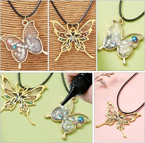 Vista 5 de Dijes de bisel de espalda abierta de estilo surtido, colgantes de marco hueco de metal, dijes de flores prensadas para hacer joyas de resina UV DIY