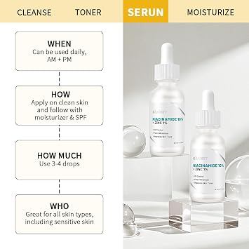 Niacinamide 10% + Zinc 1% Serum for Women - Niacinamide Serum for Face - Controls Oil, Shrinks Pores, Reduces Redness & Tones Skin - Deeply Hydrating, Gentle for All Skin Types