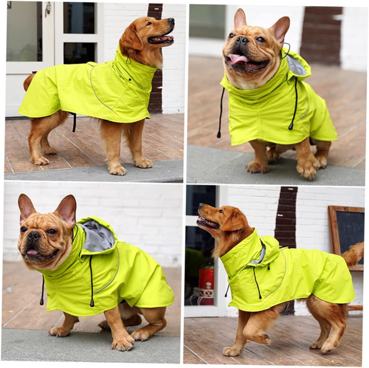 Raincoat for Dogs Waterproof High Collar Pet Rain Jacket Nylon Fashion Comfortable Size XL