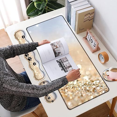 Miniatura 9 de Combo de alfombrilla de mouse 4 en 1, alfombrilla de mouse grande para juegos + soporte de muñeca para teclado + reposamuñecas de mouse + posavasos,