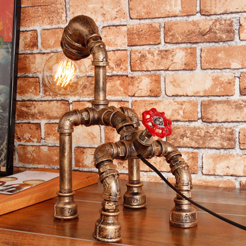 Retro Wasserrohr Tischlampe Kreative Tiere Hund Tischleuchte E27 Industrie Leseleuchte Nachttischlampe Lesen Schlafzimmer Arbeits Büro Schreibtischlampe