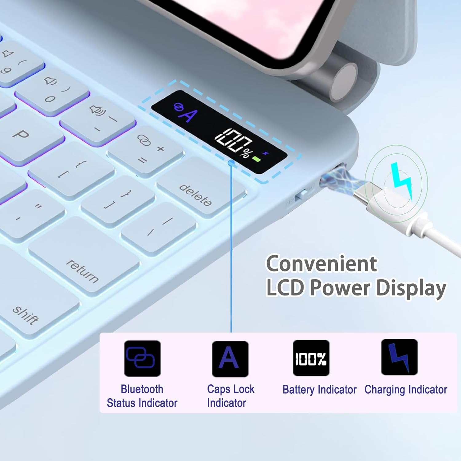Magic Keyboard Case for iPad Air 11" M3 2025/M2 2024 & iPad Air 4/5 10.9" & iPad Pro 11" (1st/2nd/3rd/4th) with Multi-Touch Trackpad, Backlit Keys, Floating Cantilever Stand, LED Display, Blue
