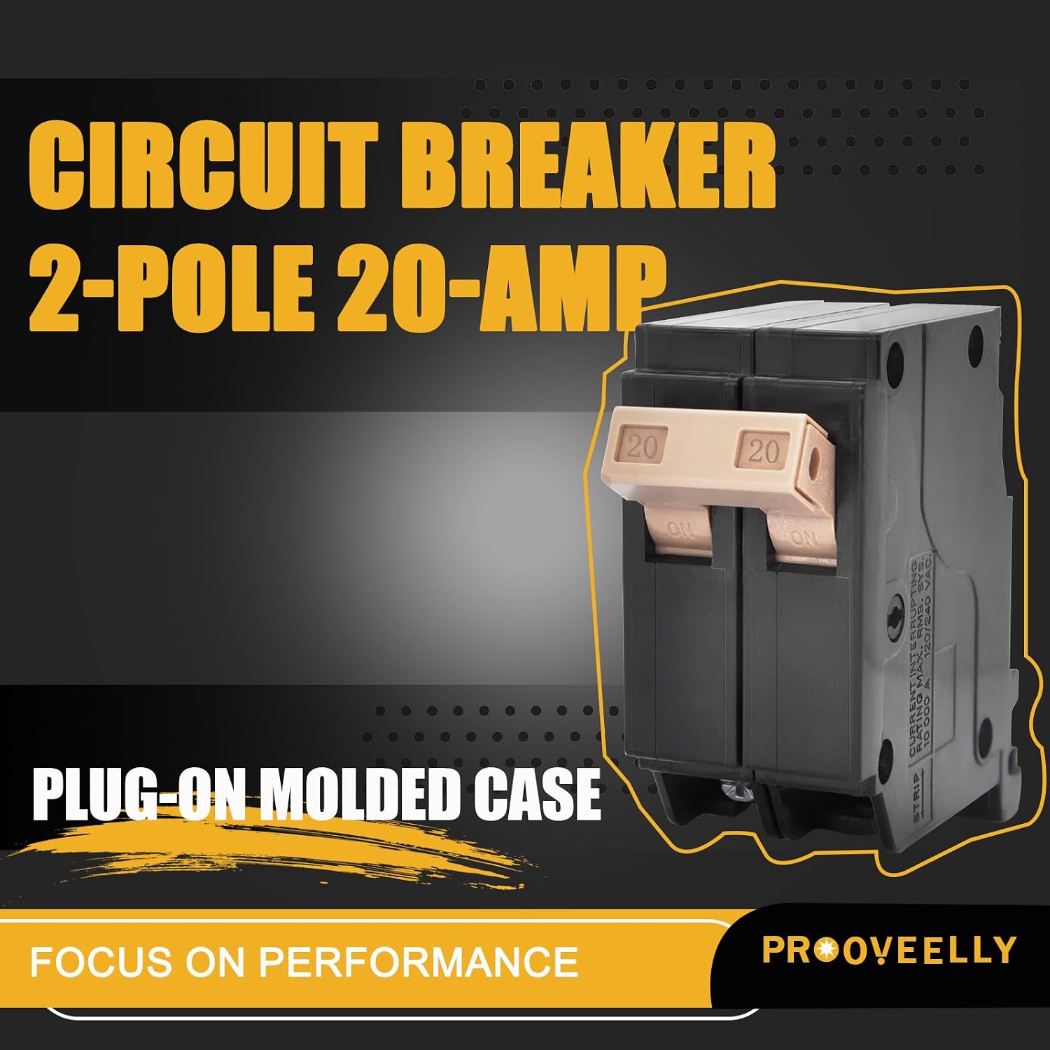 New Upgrade 220 2-Pole 20-Amp Circuit Breaker, 3/4-Inch Plug-On Molded Case Circuit Breaker, Thermal Magnetic Protection, 20 Amp 10 KAIC, 120/240V