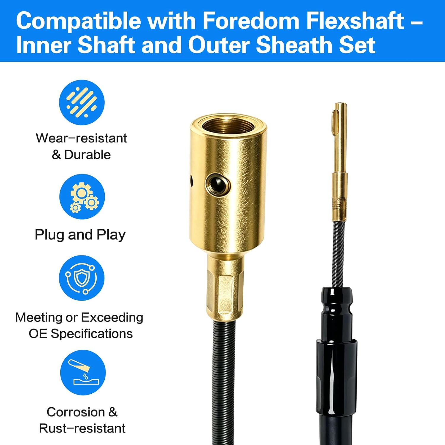 Foredom Flex Shaft 2pcs【39" S-93 Shaft & S-77 Sheath Kit】 Flexible Rotary Tools Replacement Parts, Compatible with Foredom SR TX L S R CC Series & Dremel Flex Tools, Rotary Accessories & Parts