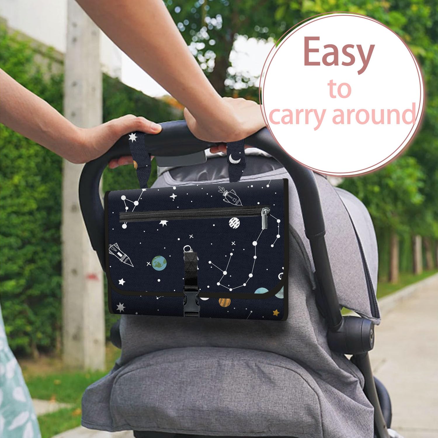 Portable Diaper Changing Pad - Waterproof Foldable Baby Changing Mat-Made with Premium Materials - Great for Newborn Girls & Boys & for Travel Baby Changing Station, Infant Gift, Space