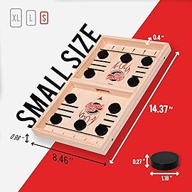 Bungee Table Fast Sling Puck Game - Small Size - Test Your Speed and Accuracy with This Fast-Paced Wooden Air Hockey Board Game - Guaranteed Fun for Family Night or Friends Party