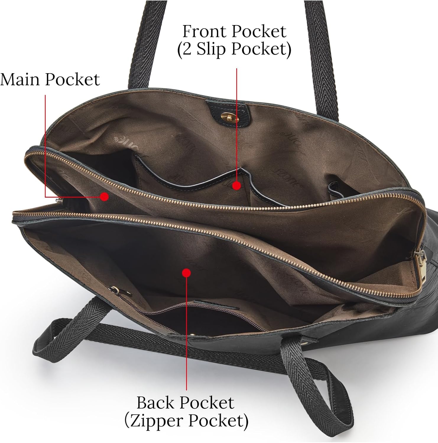 S-ZONE Leather Tote Bag for Women Large Capacity Work Shoulder Handbags Purses - Image 6