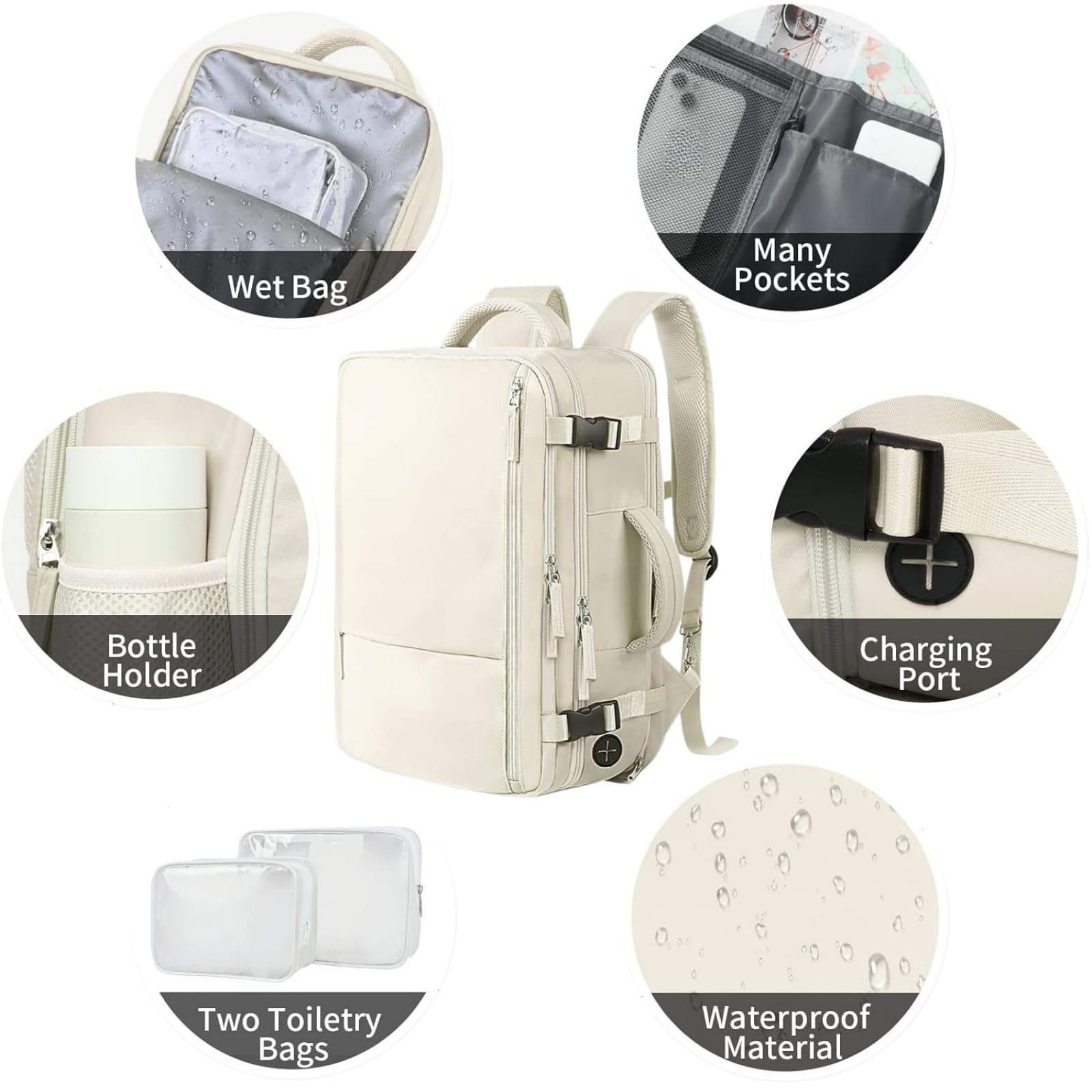 Zaino per Laptop da 16 Pollici, Sacchetto Viaggio Impermeabile con Grande capacità di Stoccaggio, Borsa All'aperto Casual-black-15 Inches