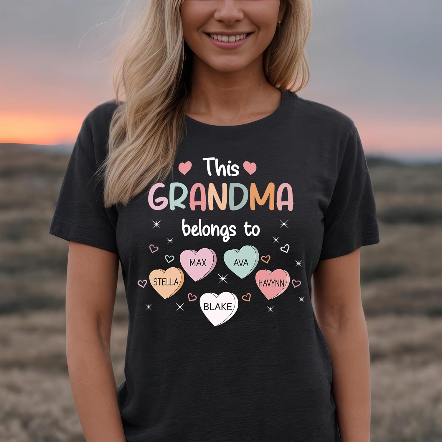 Personalized Grandma Shirt, Colorful Heart Grandma Shirts for Women, Gifts for Grandma Mothers Day - Image 5