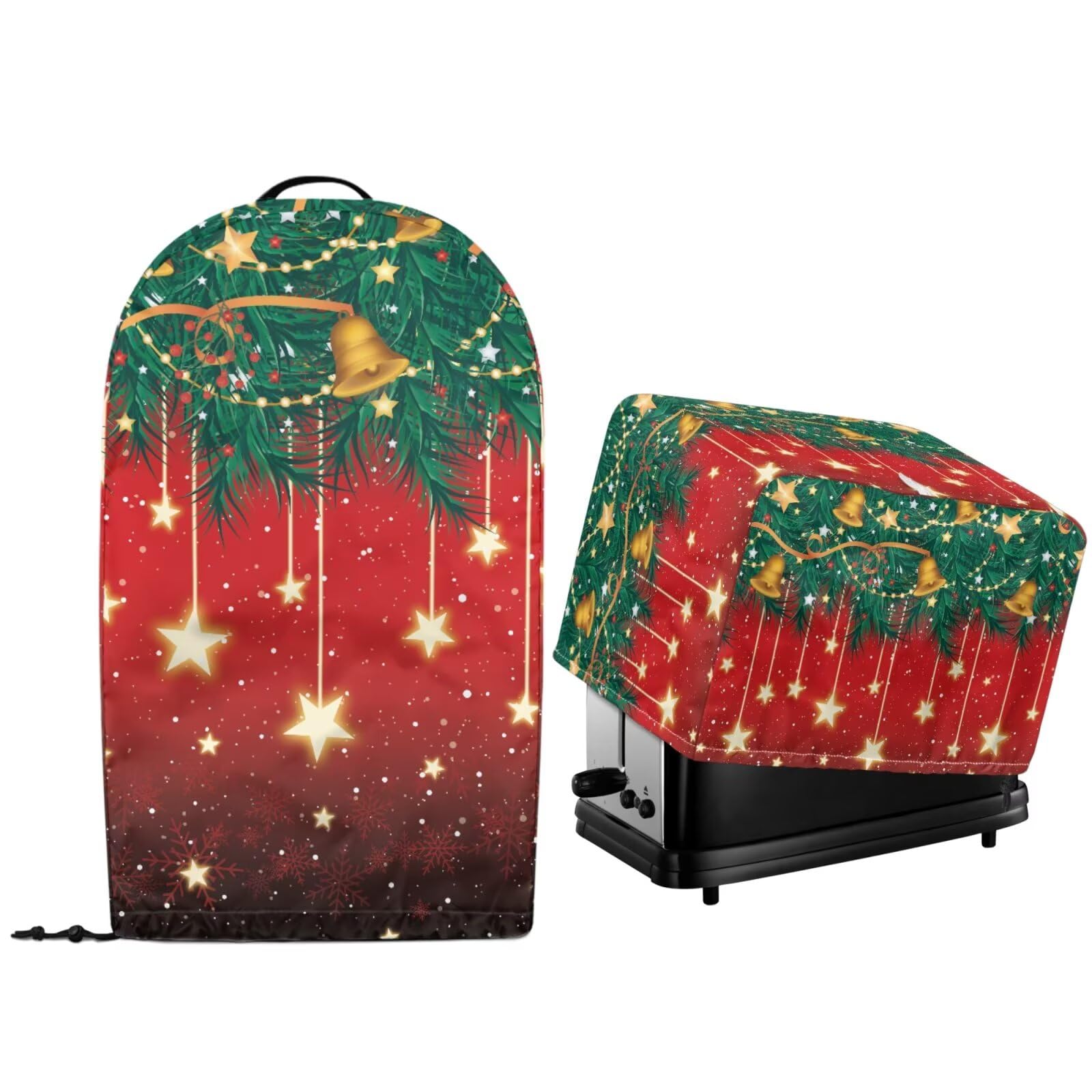 Christmas Decor Lights 2 Pcs Kitchen Appliance Dust Cover with Drawstring Hem Stand Mixer Food Processor Blender and Toaster Oven Bread Maker Machine Protector Covers