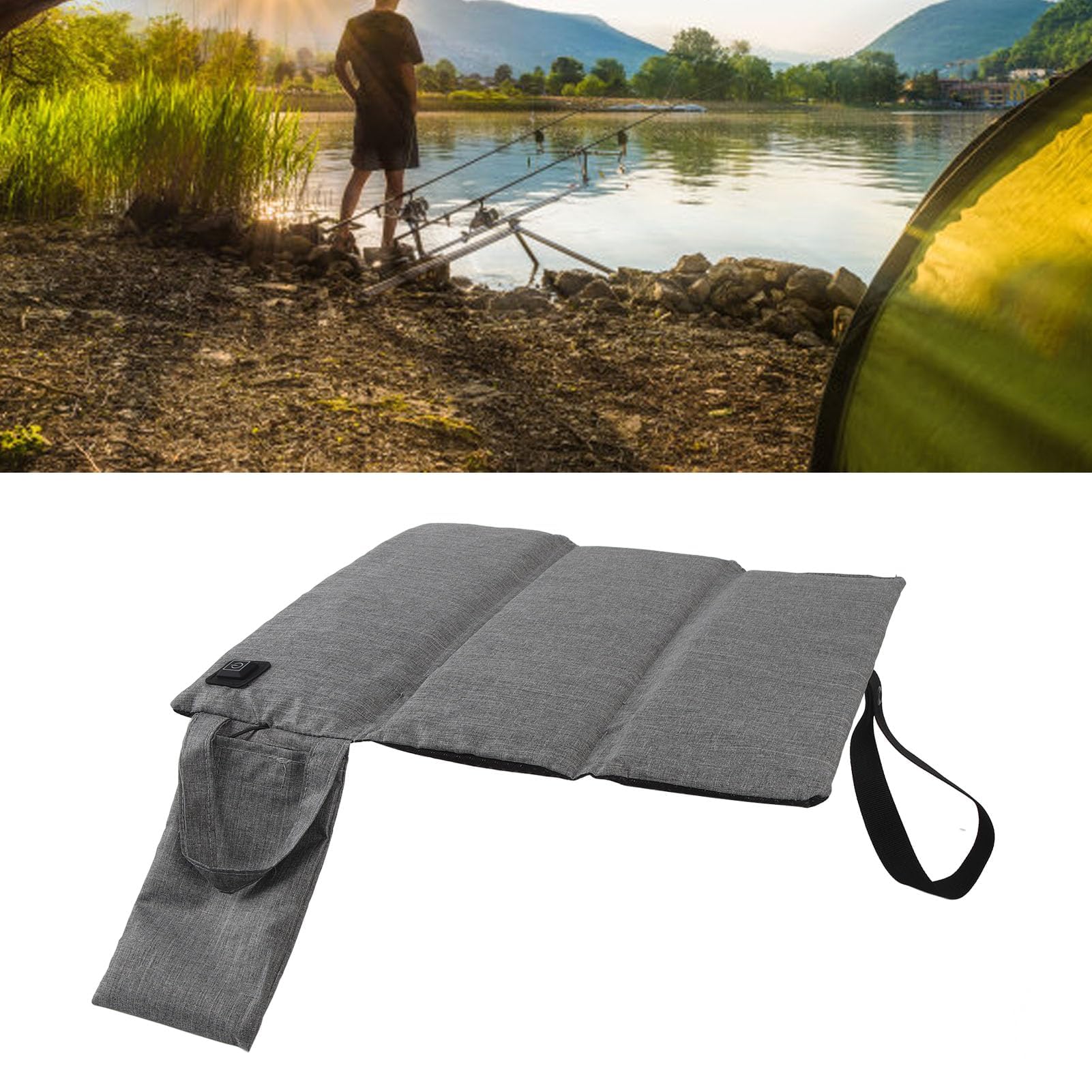 Tragbares Beheiztes Sitzkissen, Einstellbare Temperatur, Faltbares USB-Heizsitzkissen, Mattiertes Hellgrau f¨¹r Stadioncamping, Outdoor, Sporterevents, Picknicks, Live Konzerte