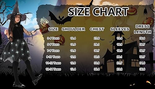 Miniatura 6 de Disfraz de bruja iluminado para niñas, disfraz de Halloween de princesa oscura con sombrero puntiagudo, varita mágica