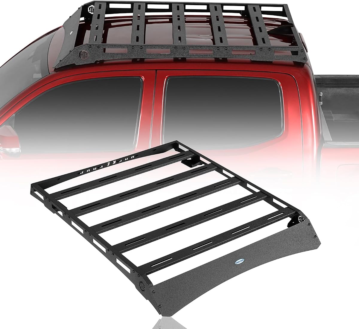 Hooke Road Tacoma Roof Rack for 2005-2023 Toyota Tacoma 2nd 3rd Gen (Double Cab Only) - Heavy Duty Steel Basket, Upper Storage for Outdoors Gear