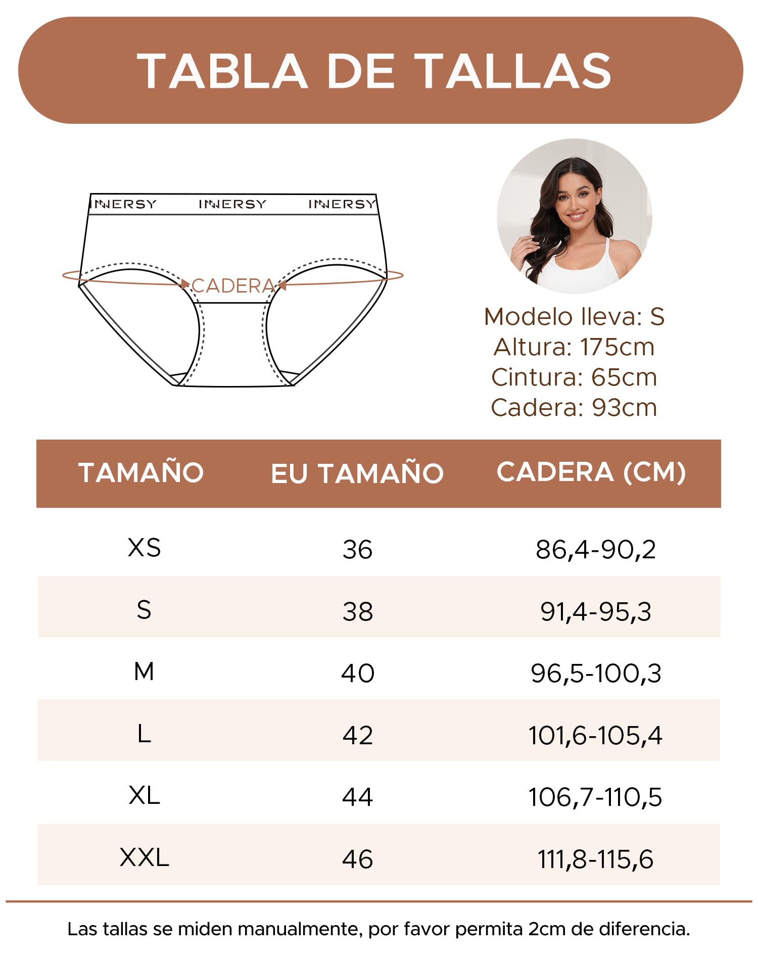 INNERSY Bragas Mujer Algodón Comodas Braguitas Cinturón Deportivo Ropa Interior Cintura Media Pack de 6
