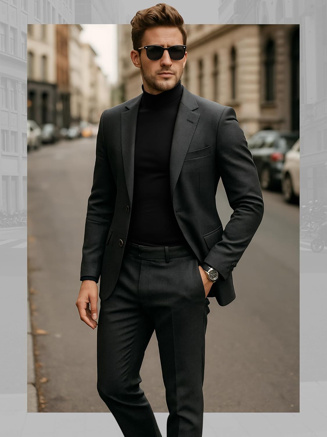 2 Pack Men Mock Turtleneck Long Sleeve Shirts Double Sided Fleece Thermal Pullover Sweater Slim Fit Base Layer Top - Image 2