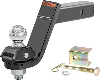 CURT 45144 RockerBall Cushion Hitch Ball Mount, 7,500 lbs 2-Inch Diameter, 2-In Shank, 5" Drop, Anti-Rattle Pin