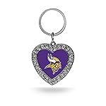 Rico Industries NFL Minnesota Vikings Metal Rhinestone Heart Keychain , 1.38 x 3