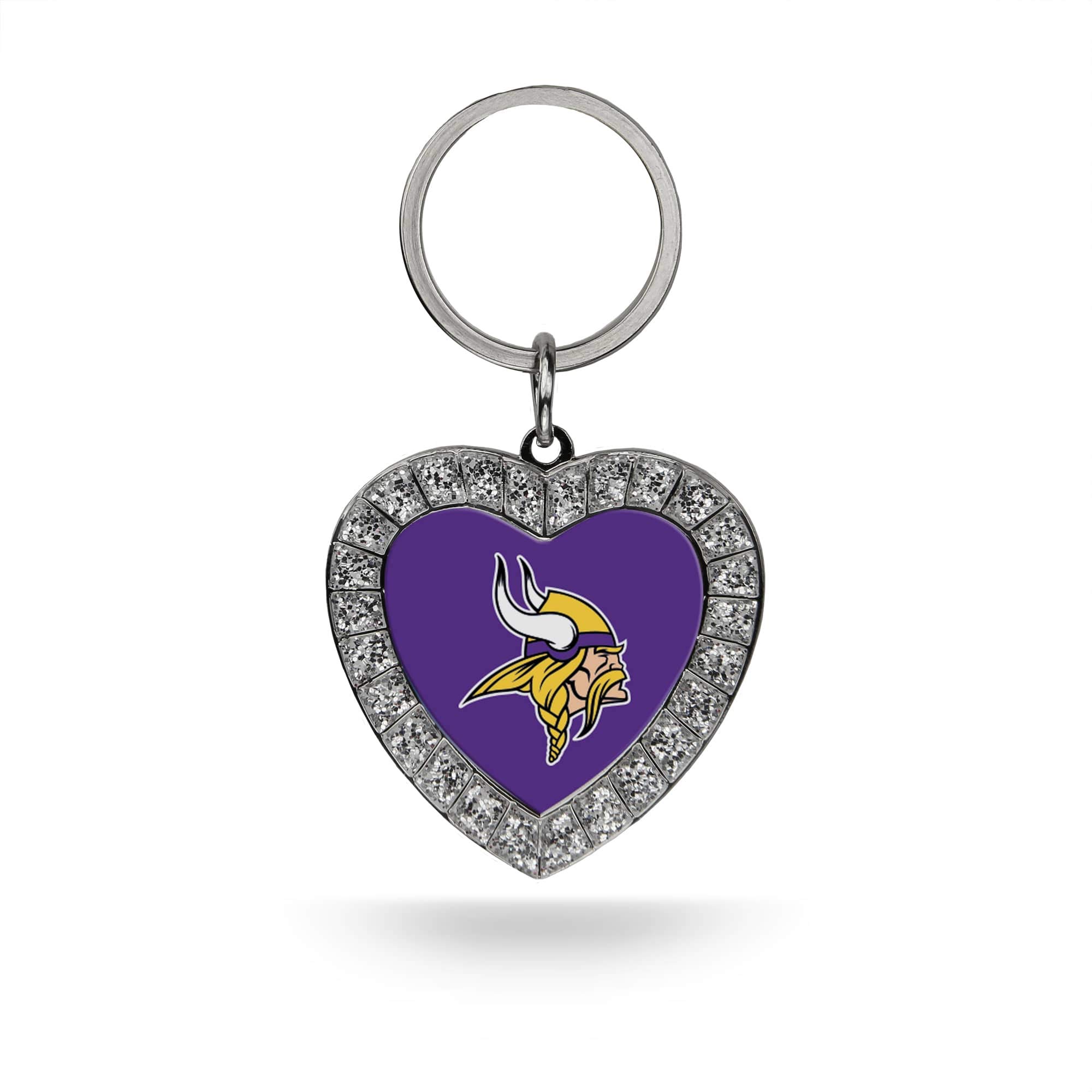 Rico Industries NFL Minnesota Vikings Metal Rhinestone Heart Keychain, 1.38 x 3