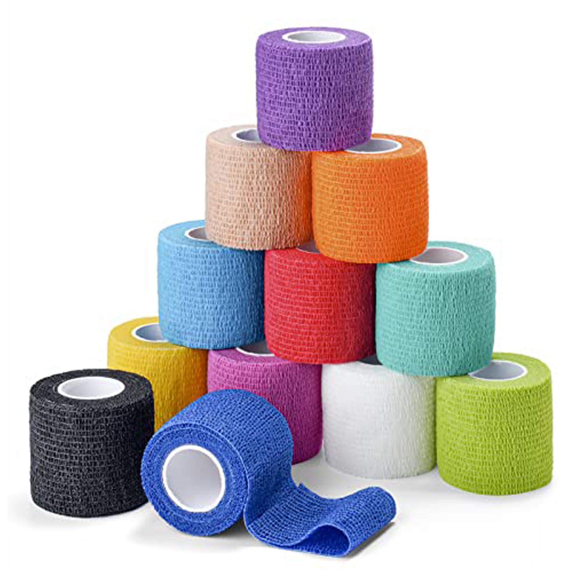 12Pack 2” x 5 Yards Self Adhesive Bandage Wrap, Elastic Self Breathable Self Adherent Wrap for Pets, Athletic Cohesive Bandage for First Aid