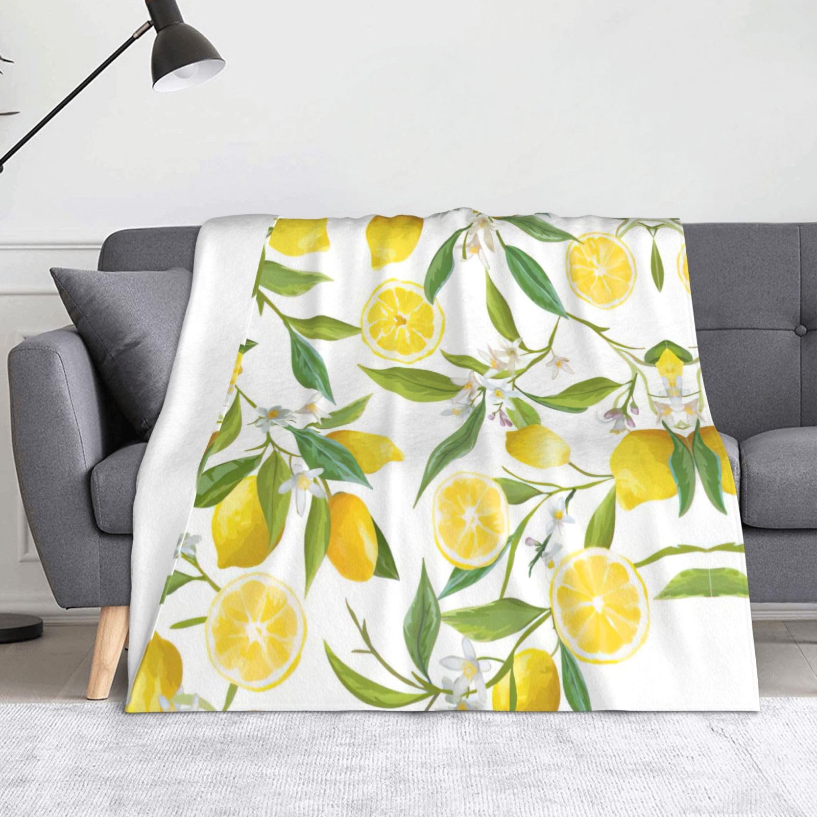 Couverture douce et chaude citrons tropicaux plaid léger de camping 127x152 cm