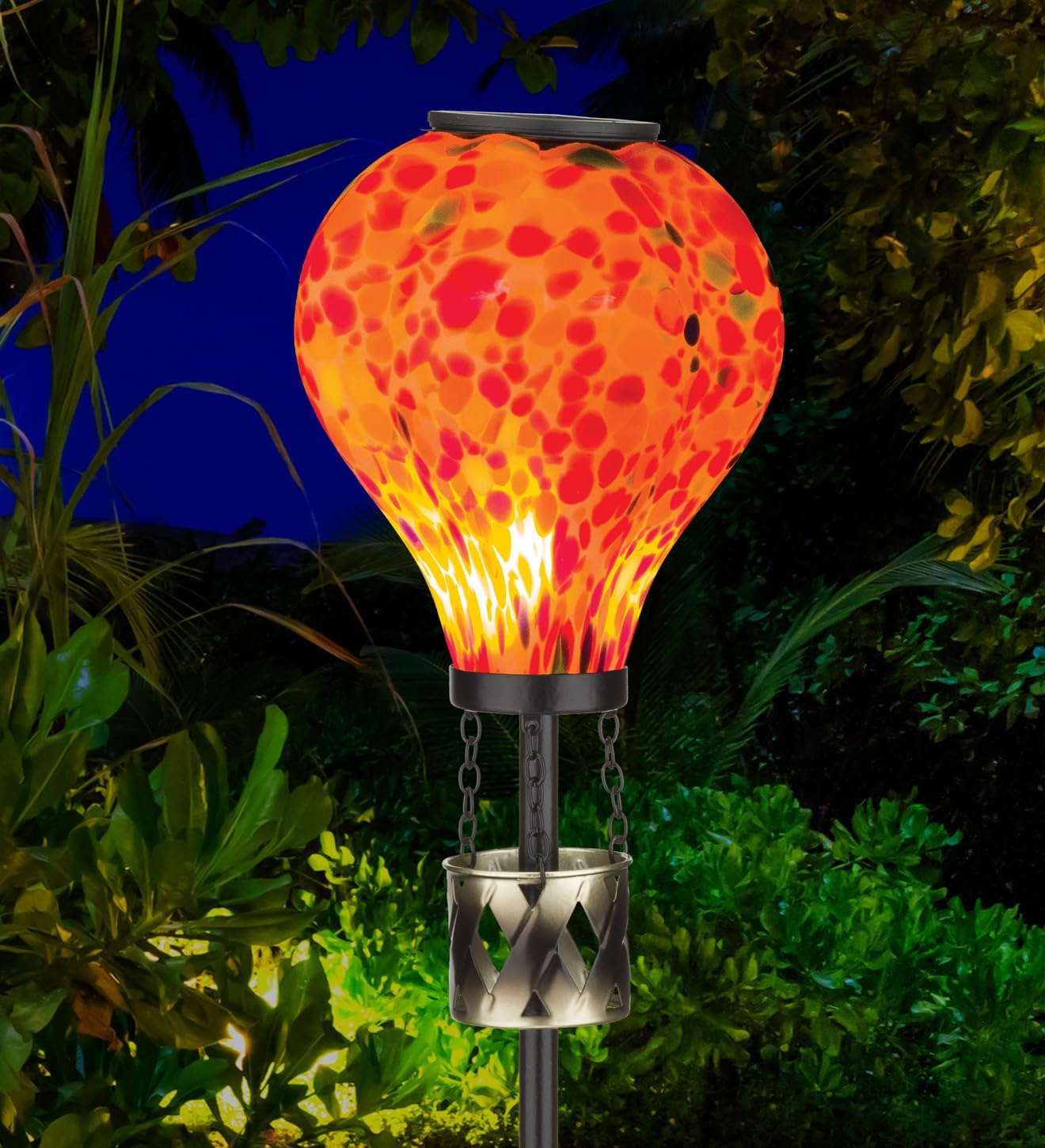 Regal Art & Gift Murano Hot Air Balloon Outdoor Garden Solar Stake – Decorative Handcrafted Outdoor Décor for Garden, Patios & Pathway – Multi