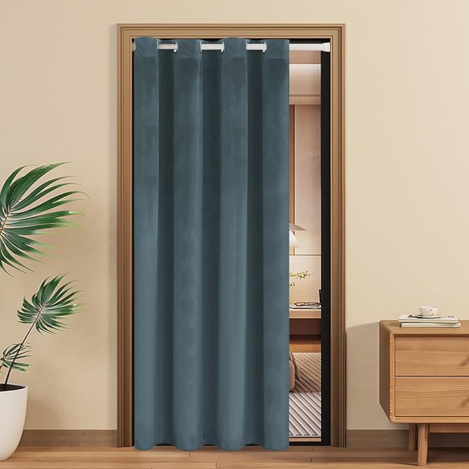 sunoff Velvet Door Curtains Grommet Privacy for Doorway