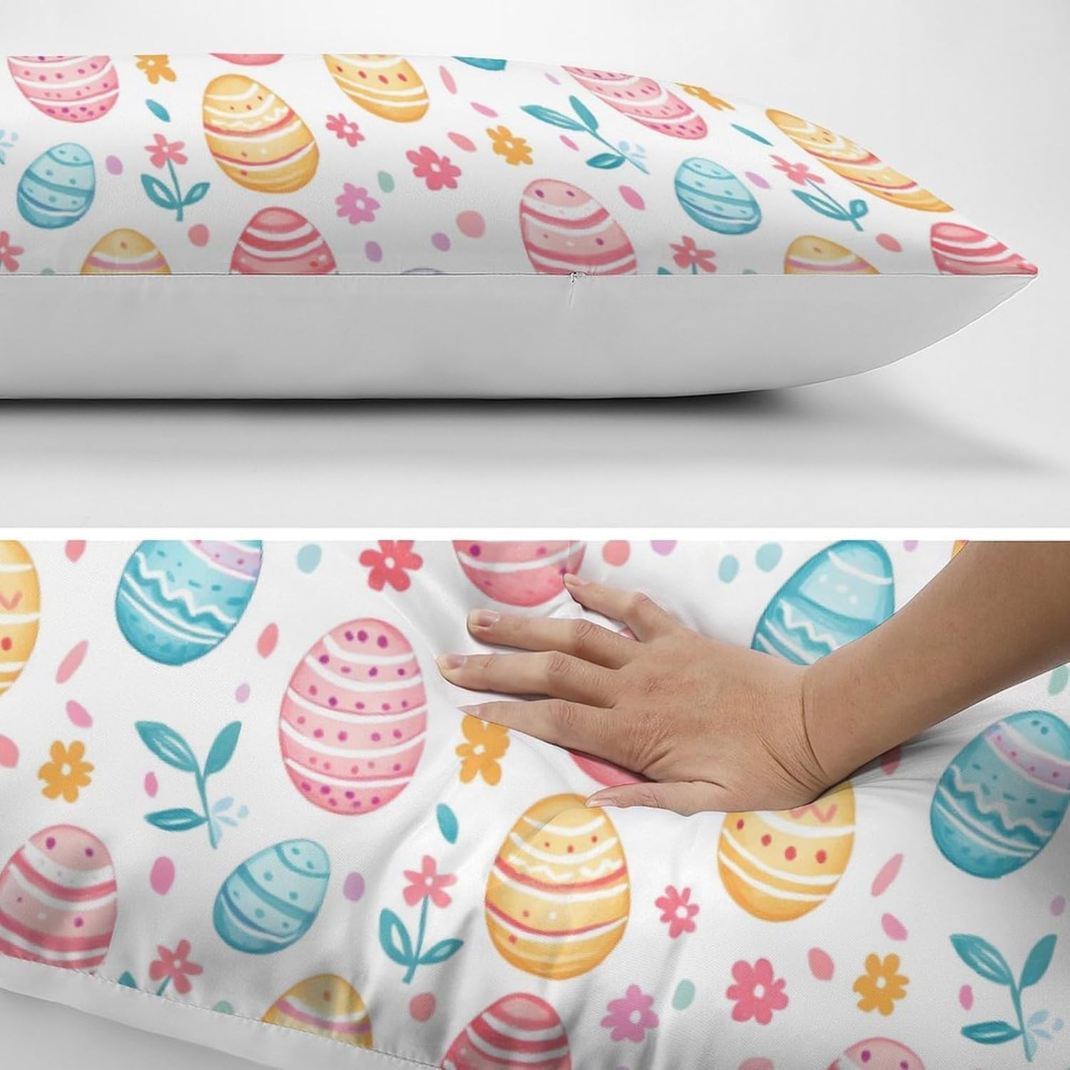 Easter Eggs Colorful Stripes Dots Body Pillow Cover Long Cushion 18.9x53.1 Inch