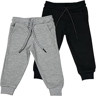 بنطلون رياضي للأطفال بلون أبيض فاتح وأخضر زيتوني (عبوة من قطعتين)