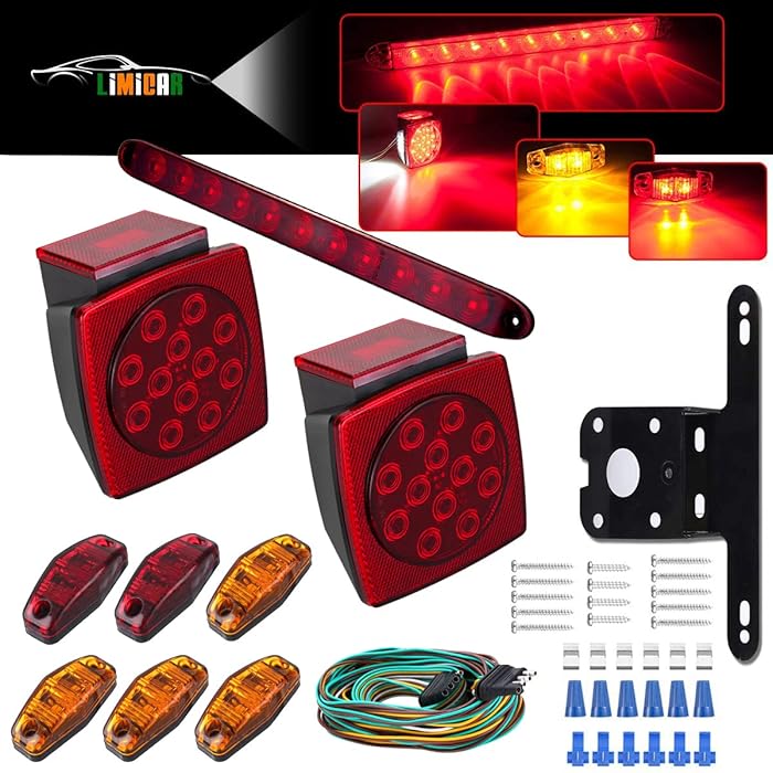 Buy LIMICAR LED Trailer Lights Kit, Submersible Square Stop Turn Tail