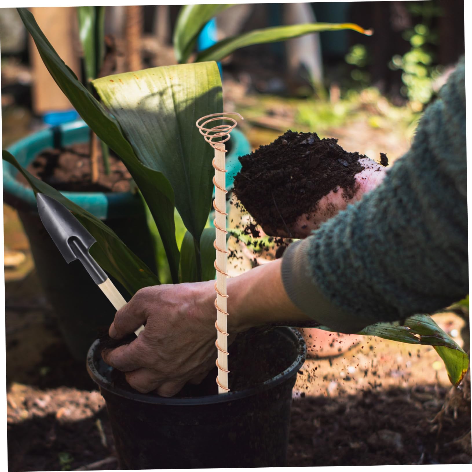POPETPOP Piquets de Jardin en Fil de Cuivre Pur 9 Pièces avec Outil de Jardinage, Support pour Électroculture, Kit pour Planter et Cultiver Plantes Succulentes et Bonsaïs, Conducteur