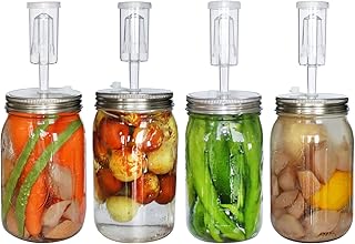 laffeya Fermentation Lids, Airlocks for Fermenting, 4 Sets Fermentation Kit for Wide Mouth Jars- Stainless Steel Fermentin...