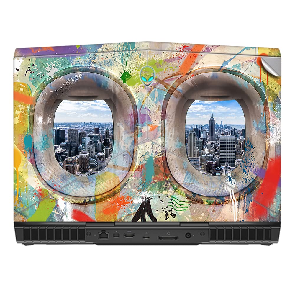 gadgetswrap laptop decal vinyl sticker top only compatible with alienware 15 r4 - graffiti plane newyork