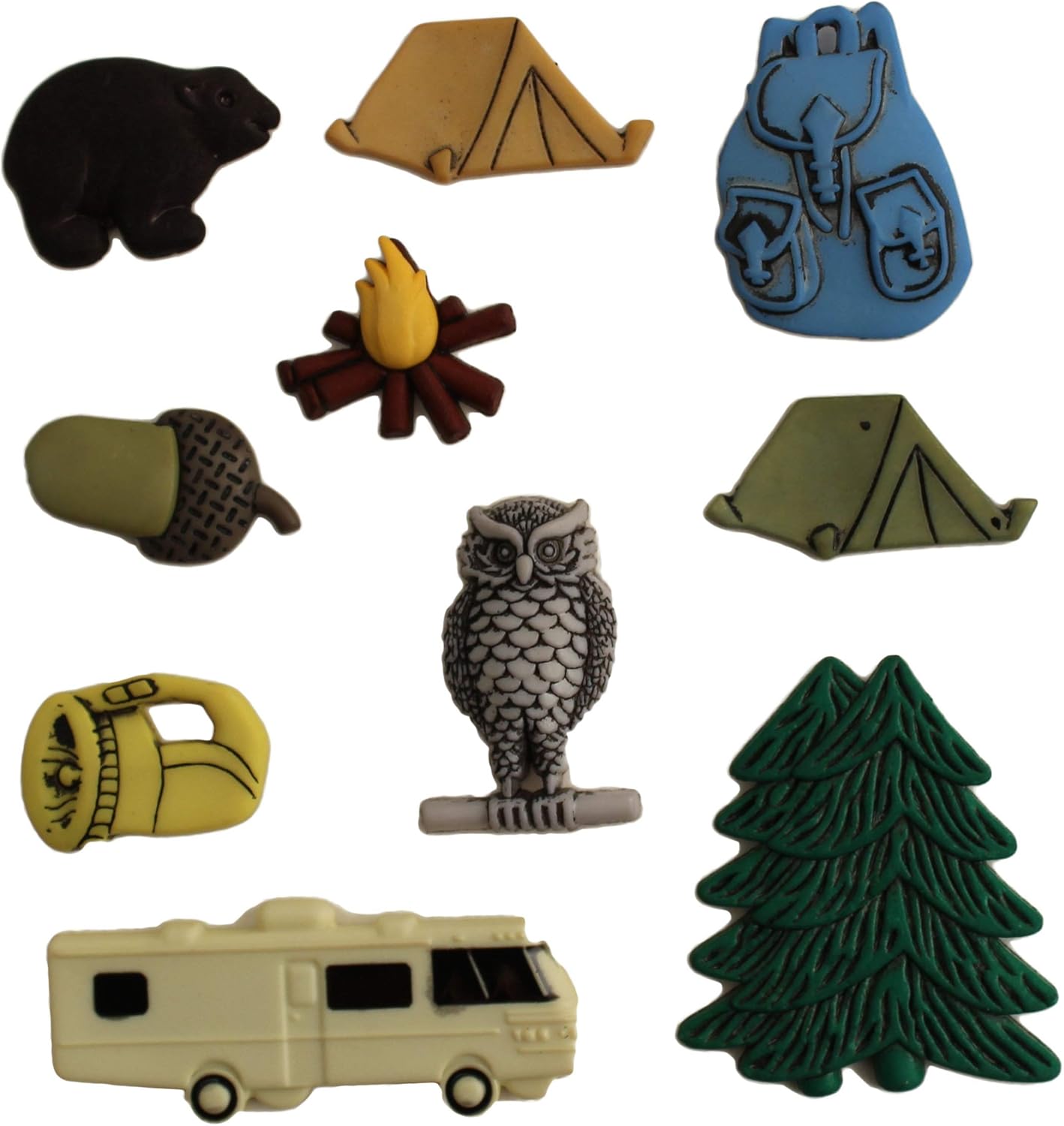 Buttons Galore Craft & Sewing Buttons - Camping - 3 Packs (30 Buttons)