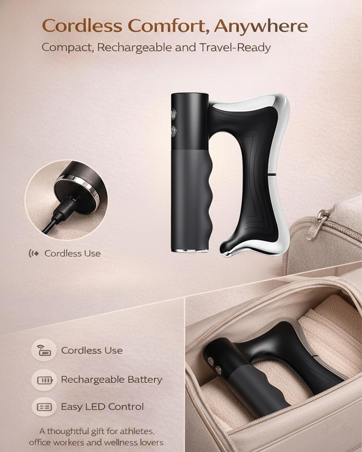 Heated Muscle Scraper Massage Tool,2026 Electric Fascia Knife with Vibration,Massage& Heat,3-in-1 Portable Handheld Gua Sha Massager for Full Body Muscle Recovery,Relaxation,Pain Relief