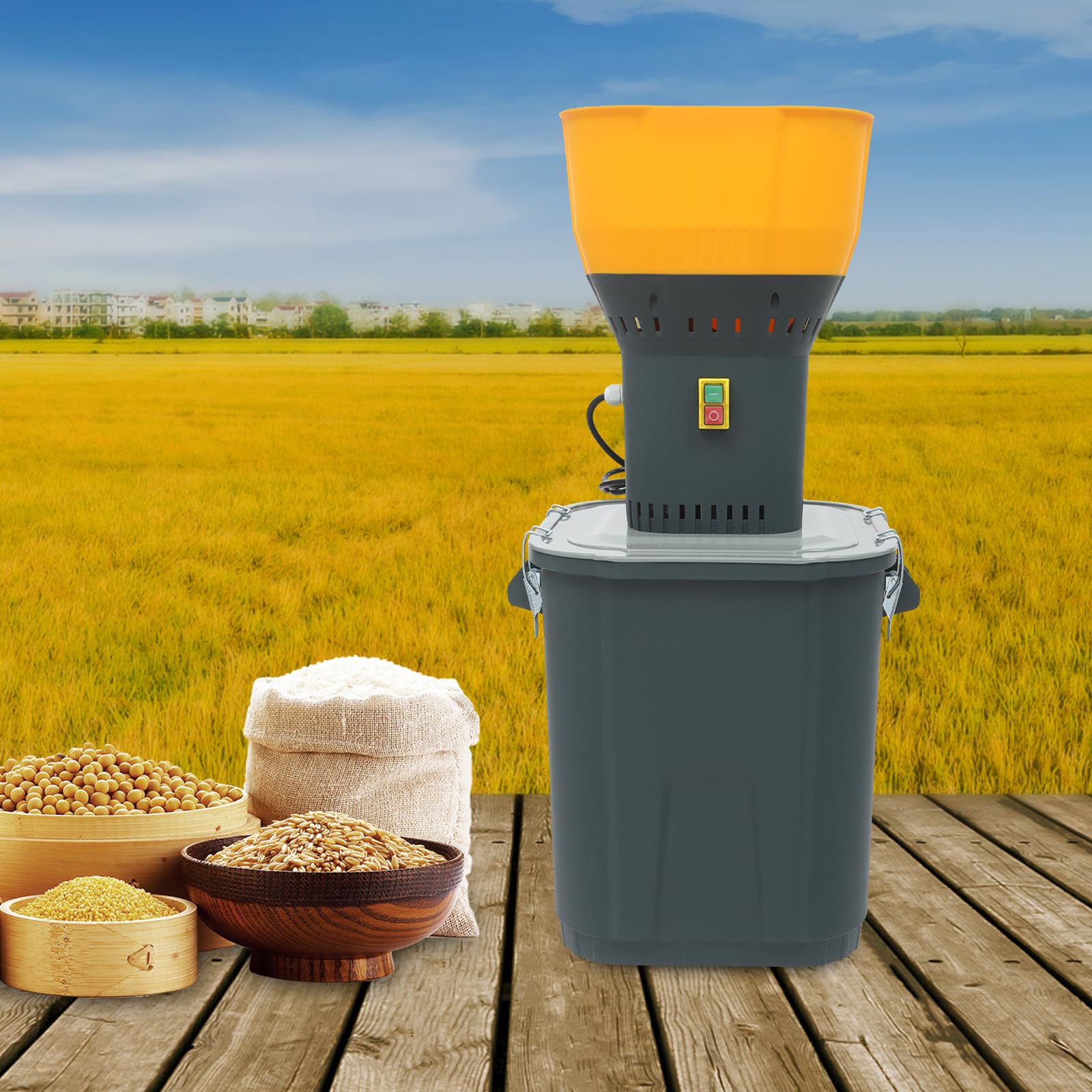 Elektryczny młynek do zboża 1300 W młynek do zmielenia 45 l pomarańczowy