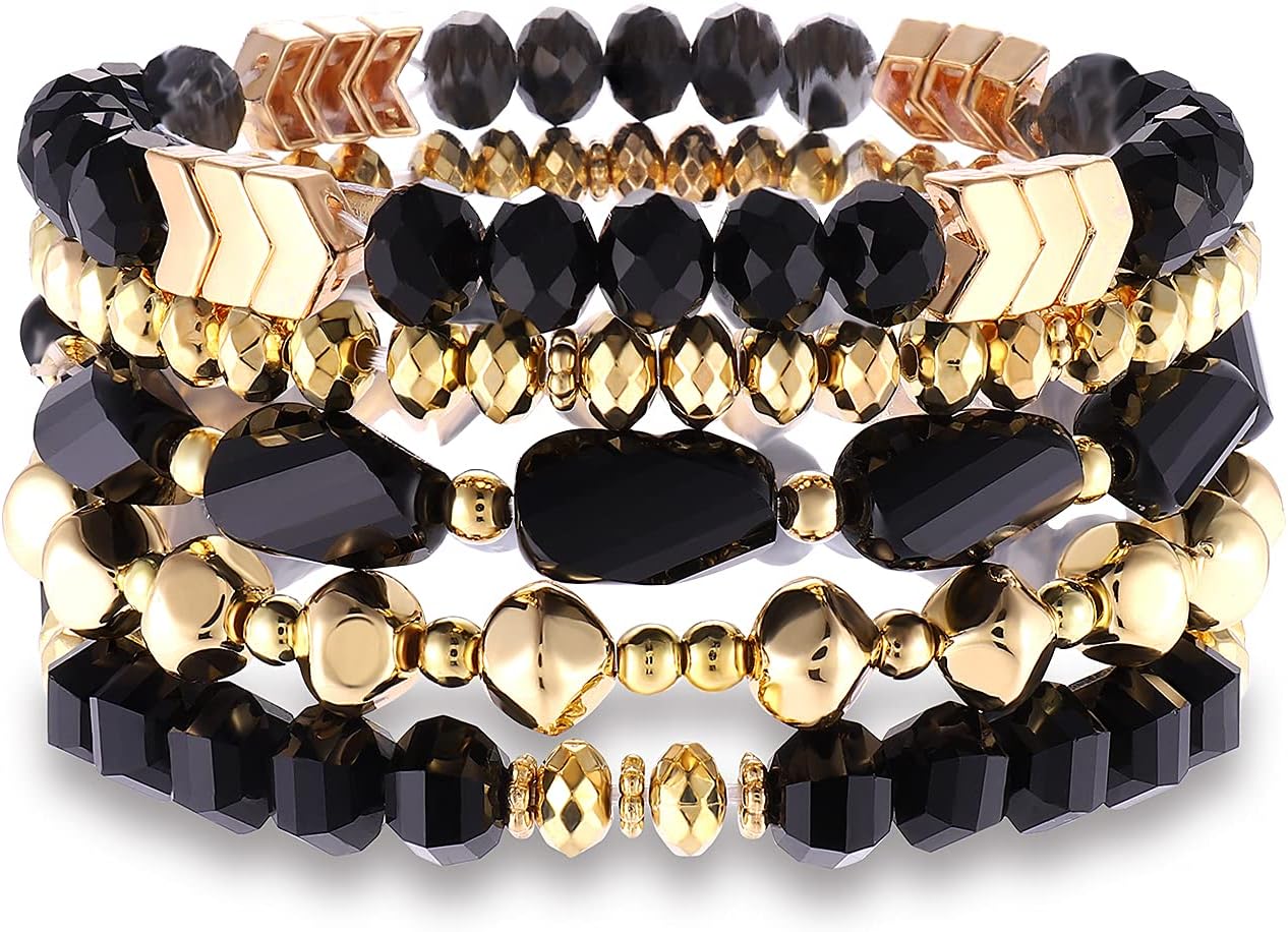 MOLOCH Beaded Bracelet For Woman -Multiple Stackable Layered Bracelets-Rainbow Elastic Stretchy Bracelet- Boho y2k Bracelet-Surfer Beach Bracelet