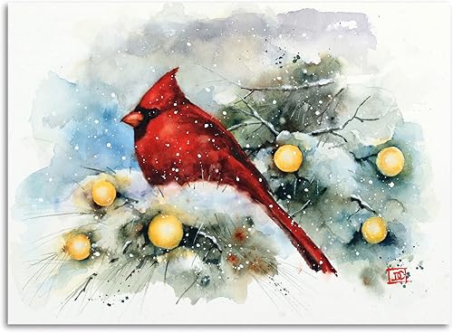 Miniatura 4 de DEMDACO Dean Crouser - Rompecabezas de Navidad en caja de acuarela cardenal 120 piezas