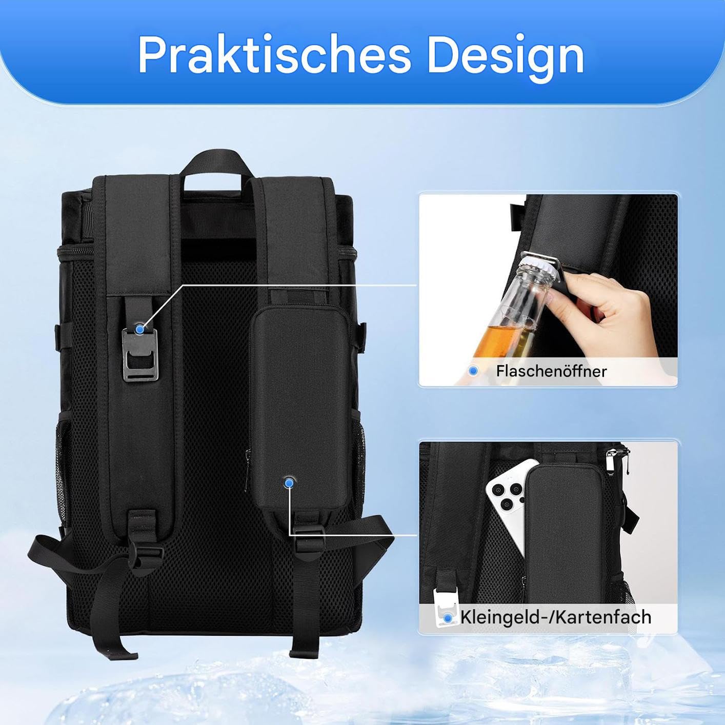 Plecak Cooler, Ice Chest Backpack, miękka torba chłodząca, duża pojemność, szczelna podszewka, wygodne paski, wielokrotnego użytku, lekkie przechowywanie, idealny na kemping, plażę, wędrówki
