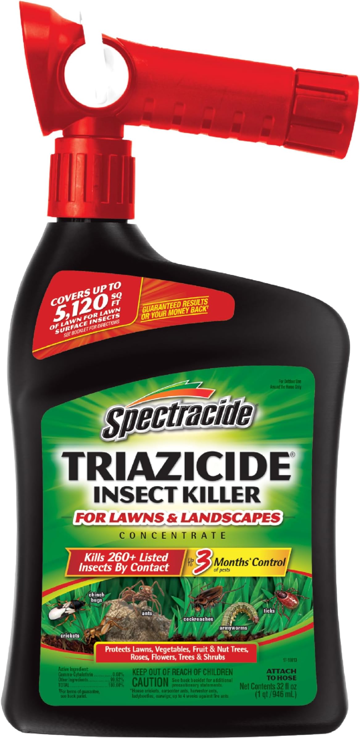 Spectracide Triazicide Insect Killer For Lawns & Landscapes Concentrate (Ready-To-Spray), Protects Lawns, Vegetables, Fruit & Nut Trees, Roses, Flowers & Shrubs, 32 fl Ounce