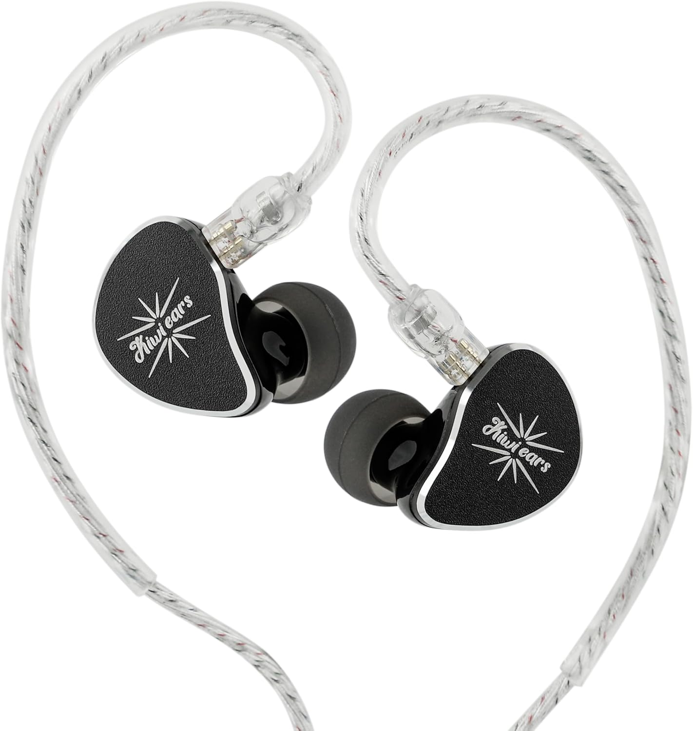 Kiwi Ears Belle in-Ear Monitor, 10mm DLC Diaphragm Driver Earphone, HiFi Wired Earbuds with Detachable Silver-Plated 2-Pin Cable for Audiophile Gaming (Type-c Mic, Black)