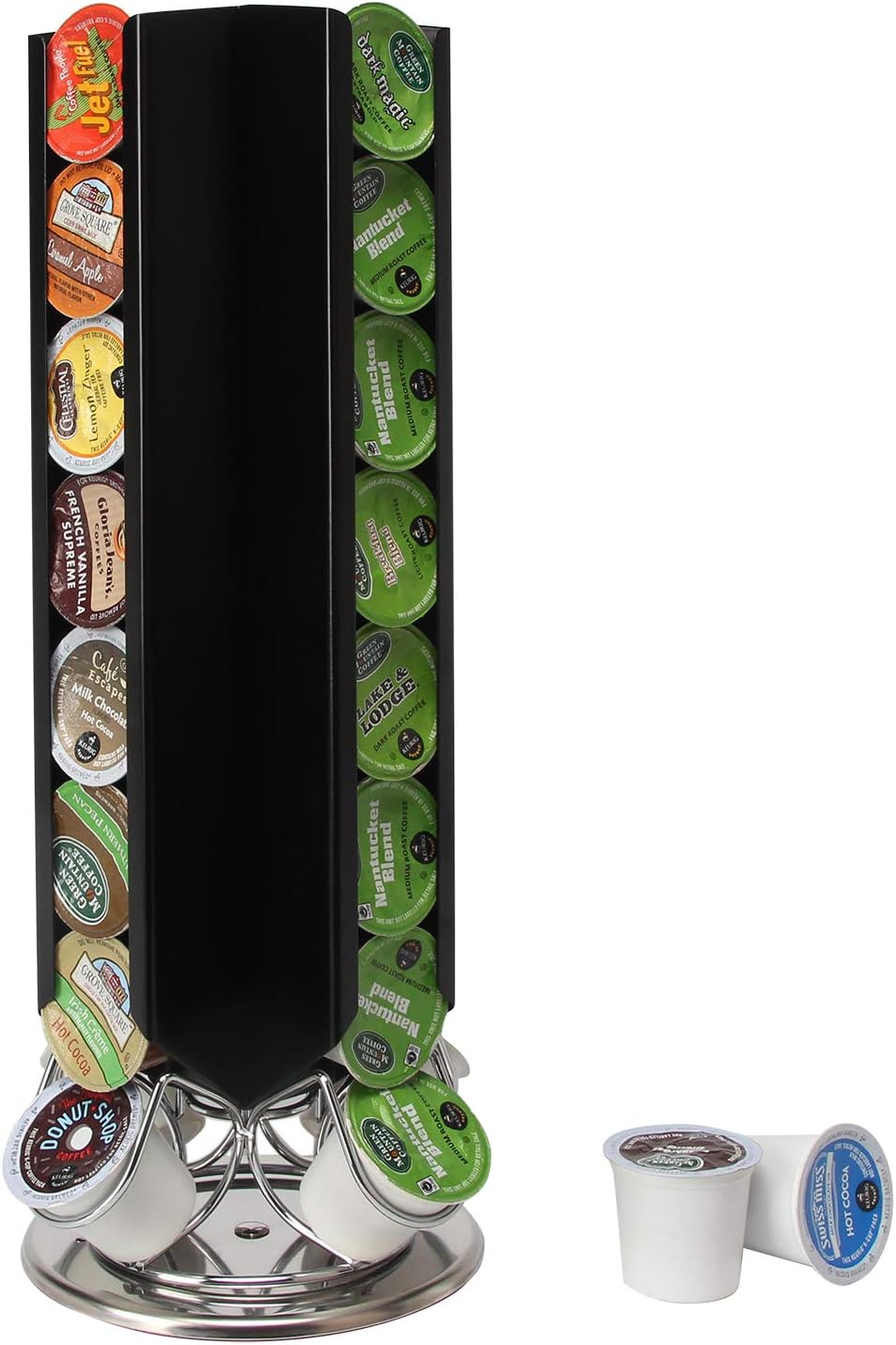 Coffee Pod Holder Revolving Capsules Rack for K-cup Pods (Black, 32 Pods)