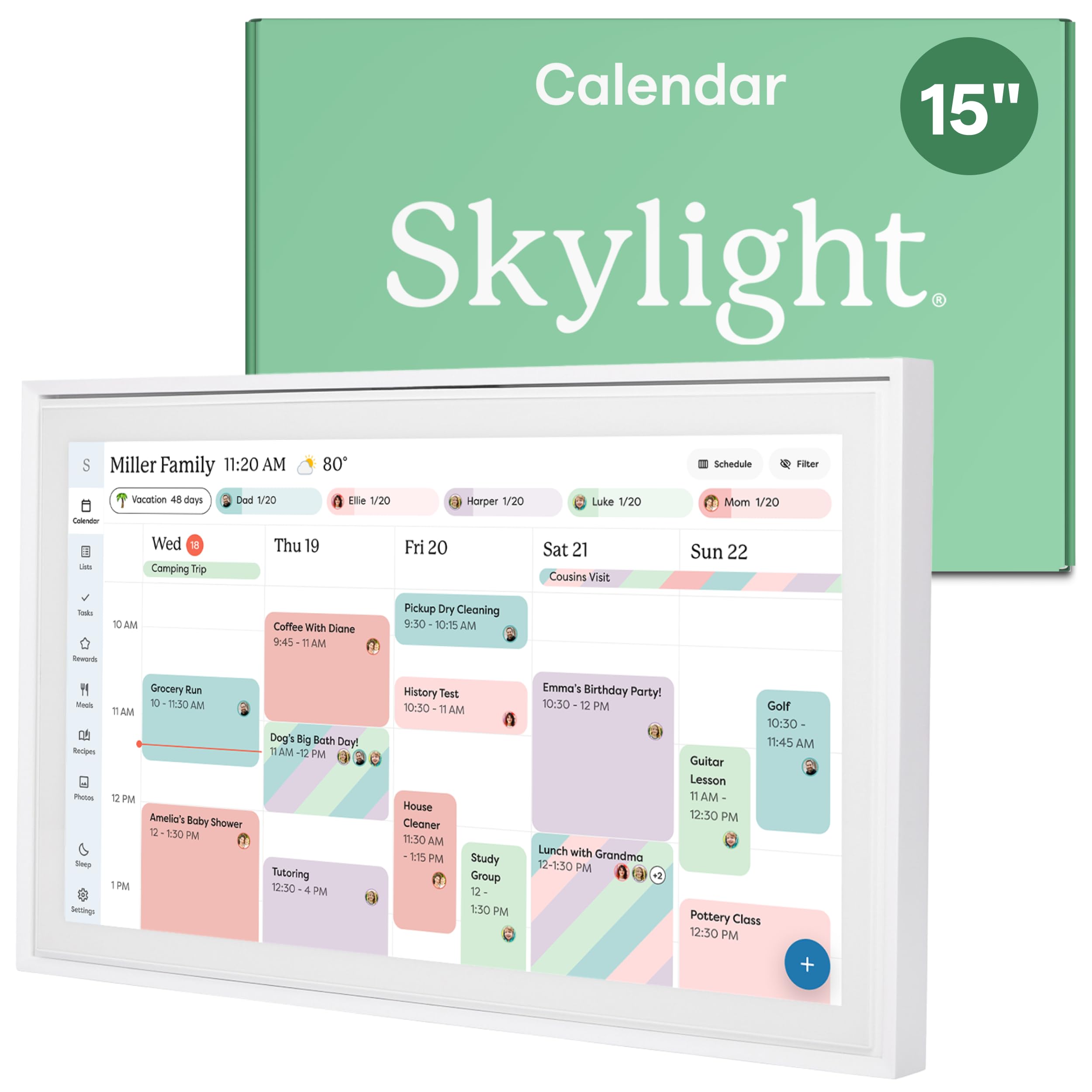 Skylight Calendar – 15" Touchscreen Digital Calendar & Chore Chart, White