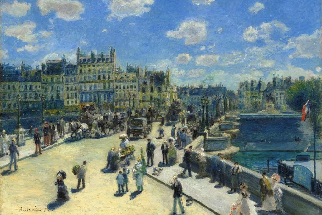 Pierre Auguste Renoir Le Pont Neuf Paris Realism Romantic Artwork Renoir Wall Art French Impressionist Art Posters Painting Wall Decor Landscape Posters Cool Wall Art Print Poster 36x24