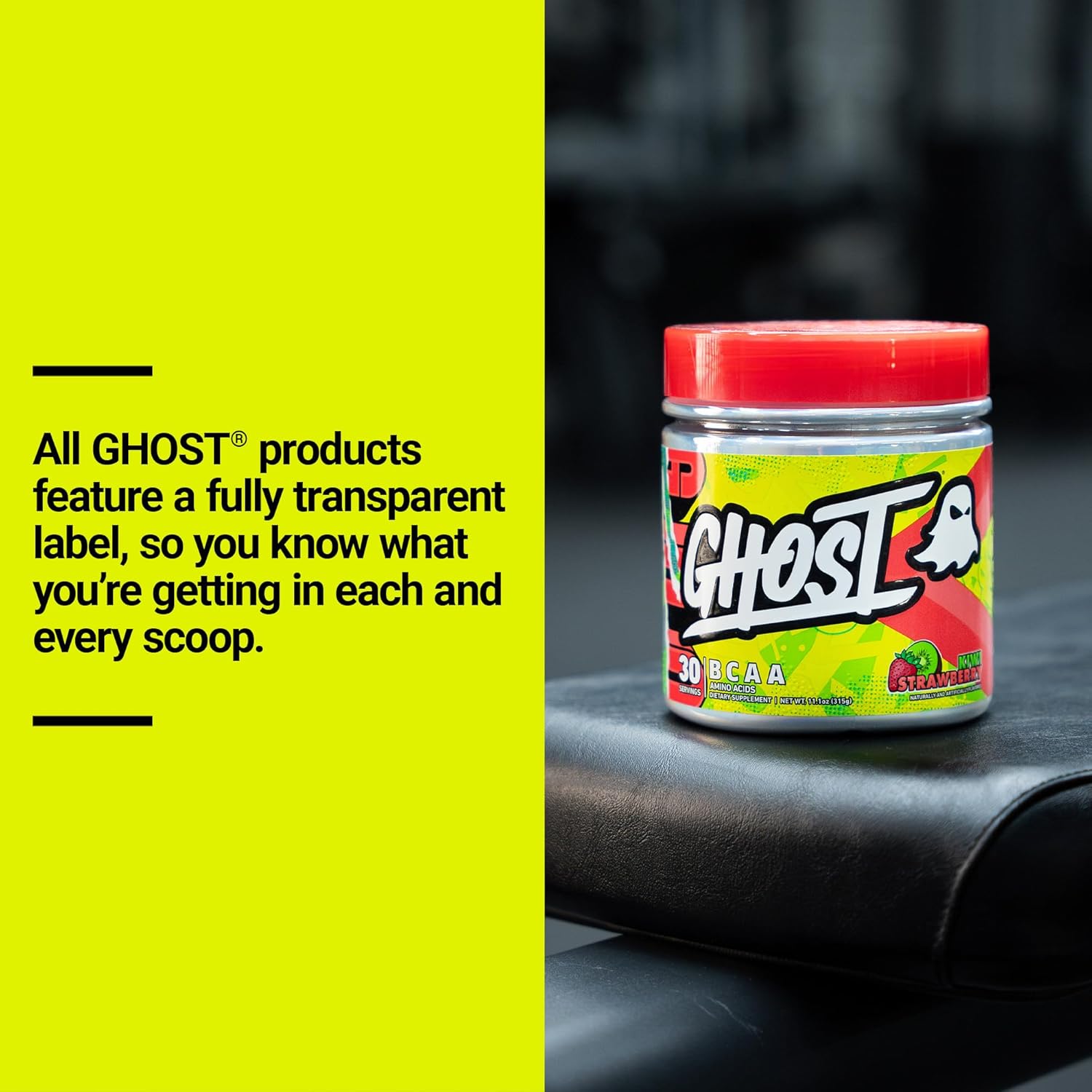 GHOST BCAA Powder Amino Acids Supplement, Kiwi Strawberry - 30 Servings - Sugar-Free Intra, Post & Pre Workout Amino Powder & Recovery Drink, 7G BCAA - Image 5