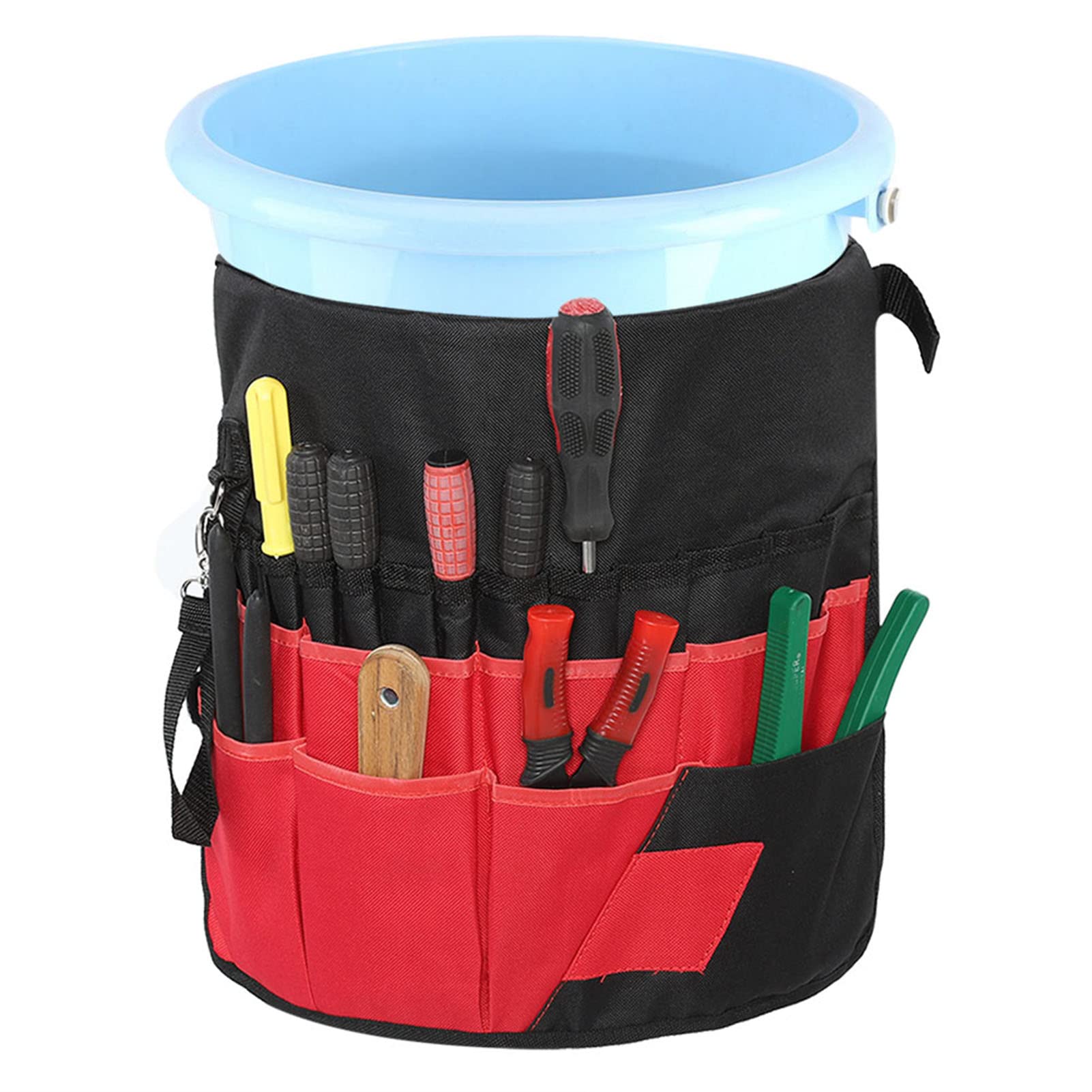 VIFER Sac à Outils pour Seau, Sac à Outils Multifonctionnel en Tissu Oxford avec 42 Poches pour Outils de Jardinage, Noir