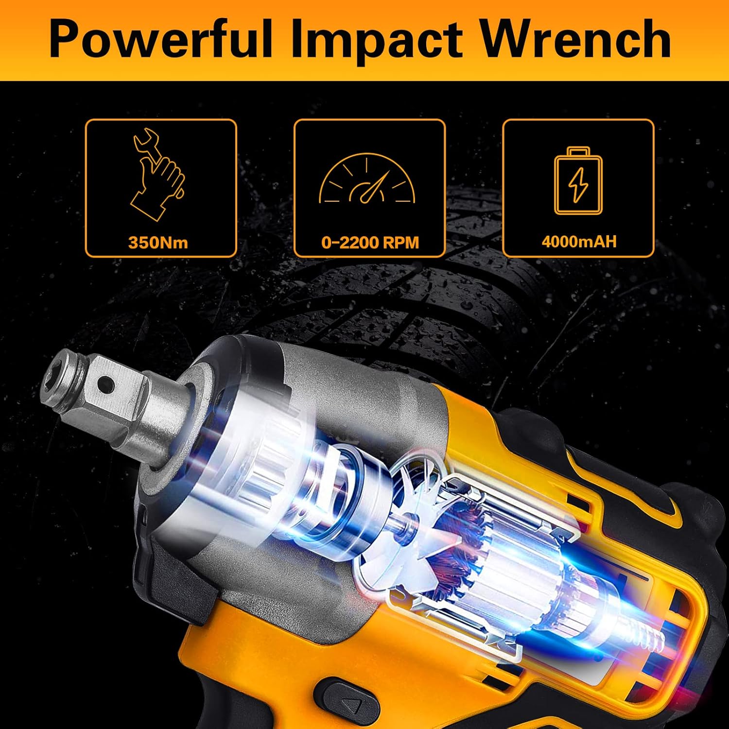 UVOL Cordless Impact Wrench with toolbox, 1/2 Inch Brushless Motor Battery Power Drill/Driver with 5 Sockets & 13 Driver Bits, Power Impact Wrench with Battery & Charger, 21V/4.0Ah (BX8501) : Everything Else