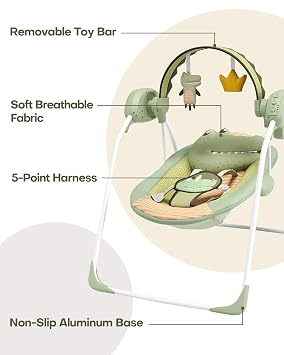 Baby Swings for Infants, Monniebaby Portable Infant Swing with Music, 0-9M